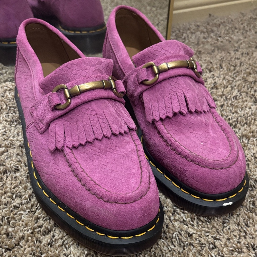 Dr. Martens Purple Suede Loafers with Fringe